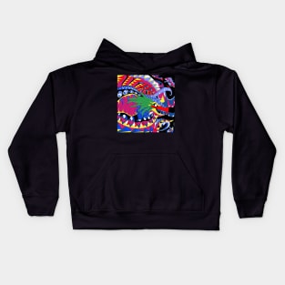 the monster of the ocean in ecopop pattern Kids Hoodie